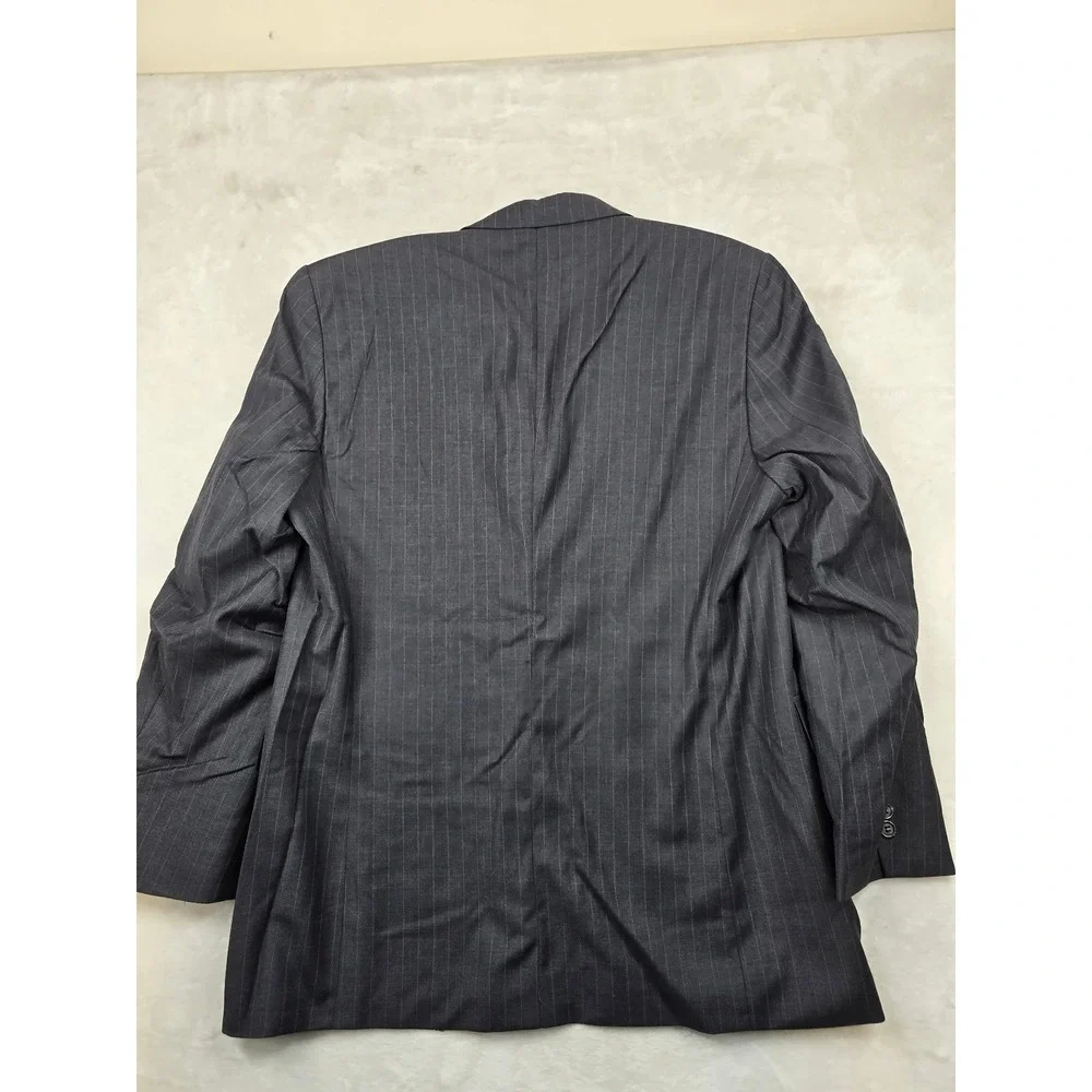 LRL‎ Ralph Lauren Pinstripe Suit Jacket Mens 41R 40 42 Grey 100% Wool Blazer